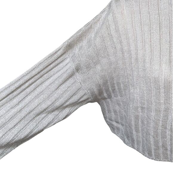 NWT Large Womens Gray Knit Cropped Turtleneck Sweater Top Preppy F21 Cuff Sleeve - Picture 3 of 11